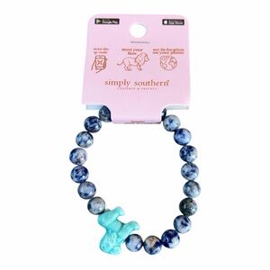 Simply Southern Blue Beads with Blue Lion Tracker Bracelet